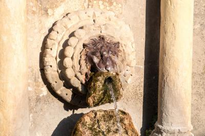 Brunnen mit Löwenkopf Wasserspeier in Lourmarin